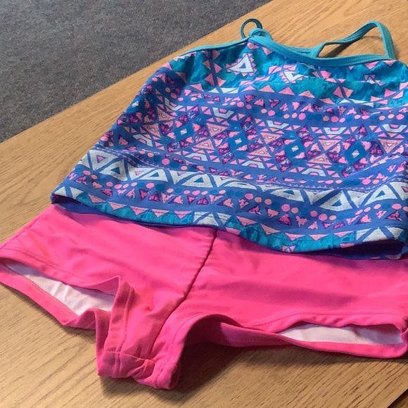 OP bikini hot pink bottom size 7/8 wonder nation top matches 7/8 blue pi… - Picture 2 of 7